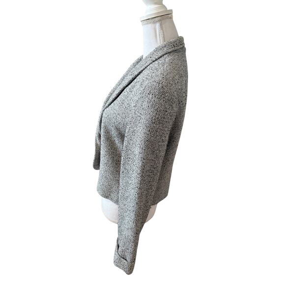 Vintage KRIZIA Italian Cropped Boxy Textured Blazer Black White 6 - Picture 3 of 5